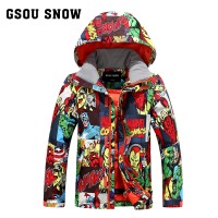 Детские зимние водонепроницаемые, ветрозащитные теплые горнолыжные куртки Gsou SNOW