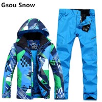 Спортивный теплый оригинальный зимний водонепроницаемый мужской горнолыжный и сноубордический костюм GSOU SNOW