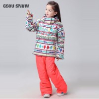 Спортивный стильный зимний водонепроницаемый детский горнолыжный костюм GSOU SNOW