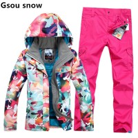 Модные яркие недорогие спортивные женские горнолыжные лучшие костюмы Gsou SNOW