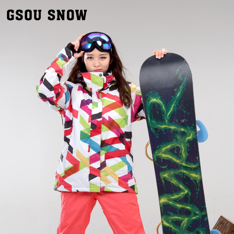 Брендовые яркие недорогие спортивные женские горнолыжные лучшие костюмы Gsou SNOW купить в интернет магазине